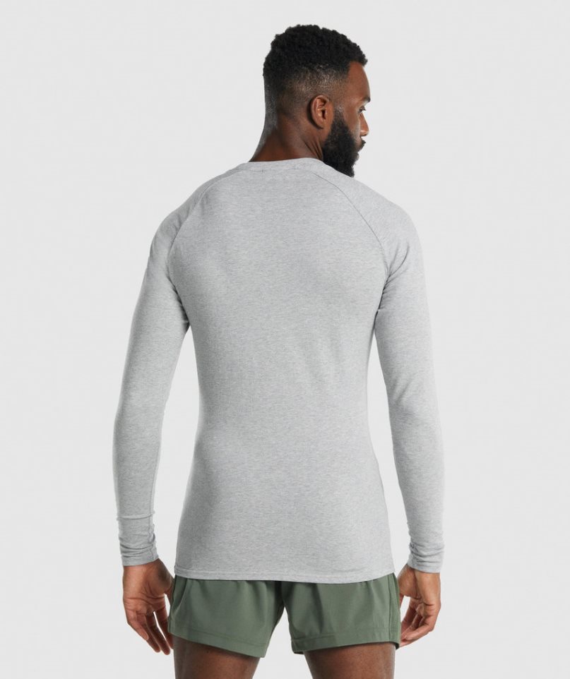 Men's Gymshark Apollo Long Sleeve T-Shirts Light Grey | CA A8756N